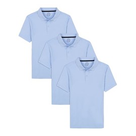 Approved School Wear ASW Boys' School Uniform Short Sleeve Soft Jersey Polo, Multipack, Light Blue/3-Pack