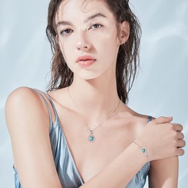 FANCIME Turquoise Bracelet December Birthstone Bracelet for Women Sterling Silver Infinity Link Bracelets Fine Jewelry Birthday Anniversary Graduation gifts for Her Mom, Chain 6.7+1.2"