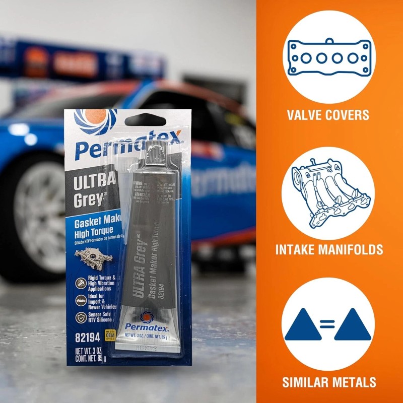 Permatex 82194 Ultra Grey Rigid High-Torque RTV Silicone Gasket Maker,
