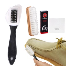 Suede Brush for Shoes, Set of 2, Versatile 4-Sided Suede Brush with Brass Bristles, Suede Care with Eraser Cleaning Cloth for Suede Nubuck Suede Suede