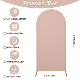 Spandex Fitted Wedding Arch Cover 6.6FT Cameo Brown Arch Backdrop Cover, Round Top Chiara Backdrop Stand Covers for Wedding Birthday Party Baby Shower Banquet Arch Decoration (Cameo Brown, 6.6FT)
