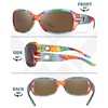 LVIOE Retro Polarized Sunglasses for Women Trendy Wraparound Rhinestone Designer