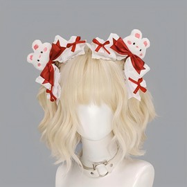 [Acoolser] 猫耳 獣耳 もふもふ耳 カチューシャ ヘアピン lolita ロリータ アクセサリ ヘッドバンド ー 手作り 蝶結ぶ 仮装 日常 コスプレ コスチューム小物 (クラレット-A)