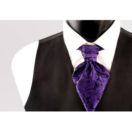 Alizeal Men's Paisley Ascot Tie Cravat Satin Self Tie and Handkerchief Set(Dark Purple)
