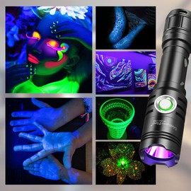 UniqueFire 1702 395nm UV Flashlight, High Power USB Rechargeable UV Resin Light, 2 Mode Mini LED Handheld Uv Flashlights Powerful Detector for Pet Urine, Fluorescence etc. (uv395nm_1702)