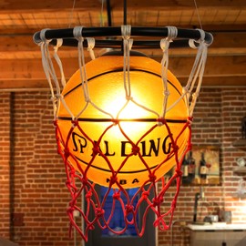 LDDBEN Retro Basketball Chandelier Creative Ball Lamp Pendant Light Sports Theme Ceiling Light for Children Bedroom Kitchen Restaurant Bar Cafe Art Decoration