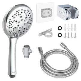RV Shower Head with 60“ Stainless Steel Hose, High Pressure Camper Shower Head with Water Pause Switch, 7 Mode, Easy Install, Chrome-Upgrade for Campers & Trailers