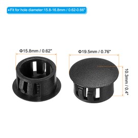 PATIKIL Hole Plugs Plastic, Pack of 50 16 mm (5/8 Inch) Cover Caps for Drill Holes, Screw Hole Cover, Snap Type Round Hole Cover for Round Holes, Cabinet Furniture, Kitchen, Black