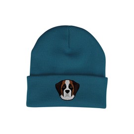 Bang Tidy Clothing Saint Bernard Beanie Knit Hat - Dog Lovers Gifts for Women - Winter Hats for Women Embroidered Teal
