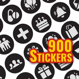 900 Black Mini Planner Dots 10mm Everyday Motivational Spot Diary Stickers