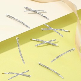 8PCS Rhinestone Bobby Pins Rhinestone Silver Metal Hair Clips Crystal Hair Clips Sparkling Hair Accessories for Brides Girls 2 Styles