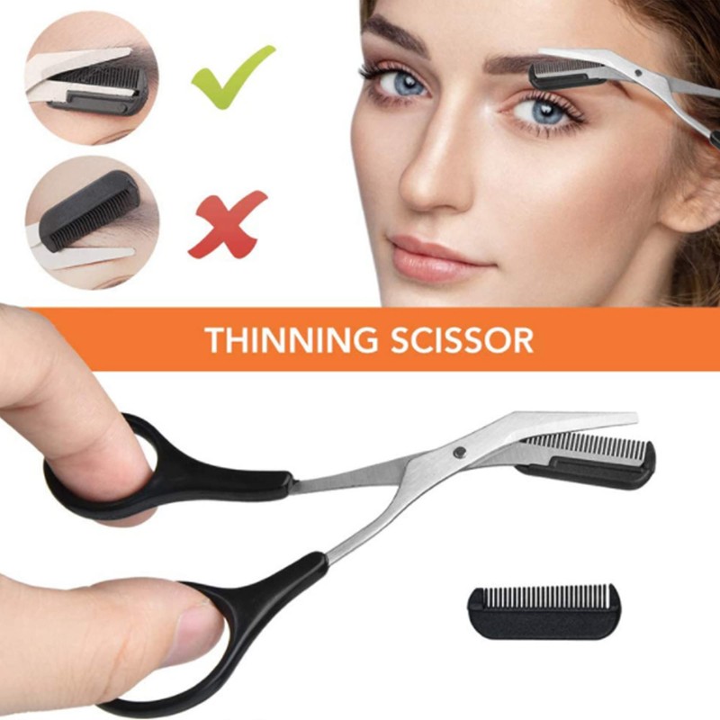 JIAMIAN 12pcs Eyebrow Trimming Kit Scissors Eyebrow Grooming Kit Professional