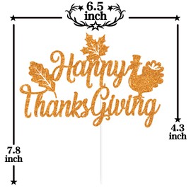 Decoración de pastel de Acción de Gracias con purpurina naranja, hojas de otoño, pavo, decoración de fiesta, día de Acción de Gracias, suministros para amigos