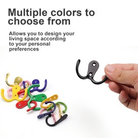 SHENGYIG Pack of 13 Colourful Coat Hooks, 2 Specifications Jackets Hooks Wall with Screws, Zinc Alloy Coat Hooks, Electroplating Process, Suitable for Living Room, Bedroom, Bathroom