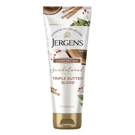 Jergens Vanilla Sandalwood Body Butter, Infused with Vanilla and Sandalwood Essential Oil, For All Skin Types, 7 Fluid Ounces