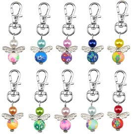 YunBey Pack of 10 Guardian Angel Pendants Mini Gifts, Guardian Angel Key Ring, Pearl Angel Pendant, Guest Gift for Wedding, Christmas Gift, Communion Decoration