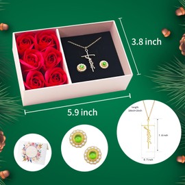 Keyrank Eternal Rose Box Preserved Real Rose with Necklace, for Girlfriend, Mom, Women, Wife, Birthday, and Mother's Day