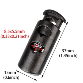 Double Hole Cord Locks End Plastic Spring Stop Toggle Stopper for Drawstrings, Paracord (Black, 20 PCS)