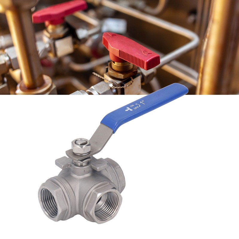 3 Way Ball Valve 1in 304 Stainless Steel Female T