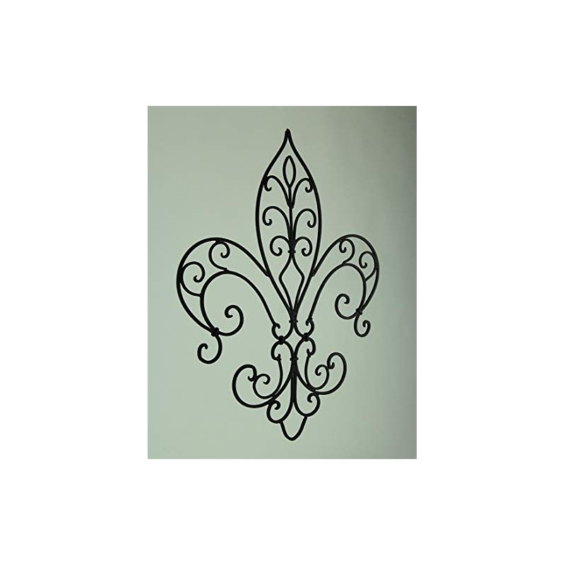 Wrought Iron Open Work Fleur de Lis Wall Hanging