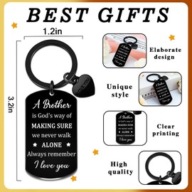 OZUEMUL Birthday Gift for Brother Adult Brother Keychain Brothers Gifts from Sister Keychain for Men My Brothers Metal Keychains