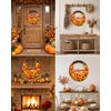 Fall Wreath for Front Door, Wooden Pumpkin Maple Leaf Door