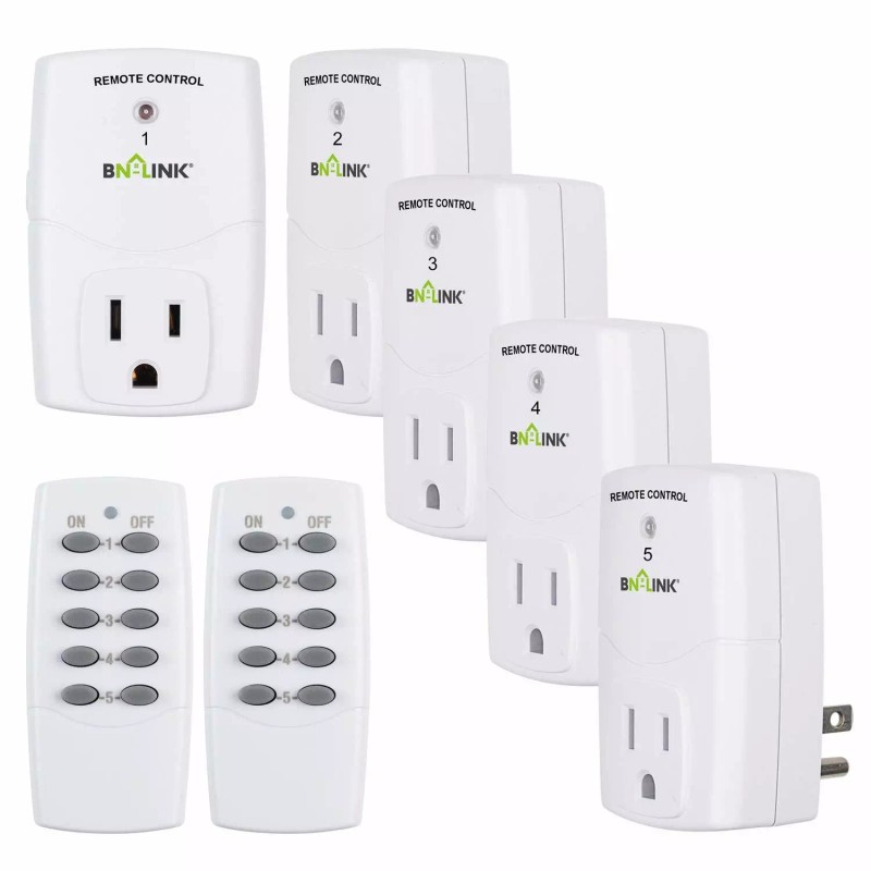 BN-LINK Wireless Remote Control Outlet Plugs with 2 remotes and