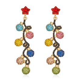 YUJIE Colorful Christmas Earrings for Women Colorful Crystal Christmas Light Bulb Earrings Holiday Jewelry Gift