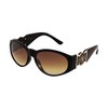Kleo Oval Gold Lion Head Medallion Sunglasses (Black, Brown)