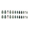 24 Pcs Glitter Green Press on Nails Short Almond,MINGCHUN Summer