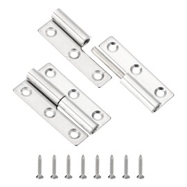 PATIKIL 2 Pcs Lift Off Hinge, 2.5" Detachable Lift Off Hinge Right Handed Slip Joint Flag Hinge 304 Stainless Steel Butt Door Hinge for Door Cabinet Equipment