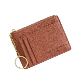LEOLEO Thin Card Holder, Coin Purse, Fragment Case, Unisex, Key Holder, Commuter Pass/Business Card Case, Pink grain