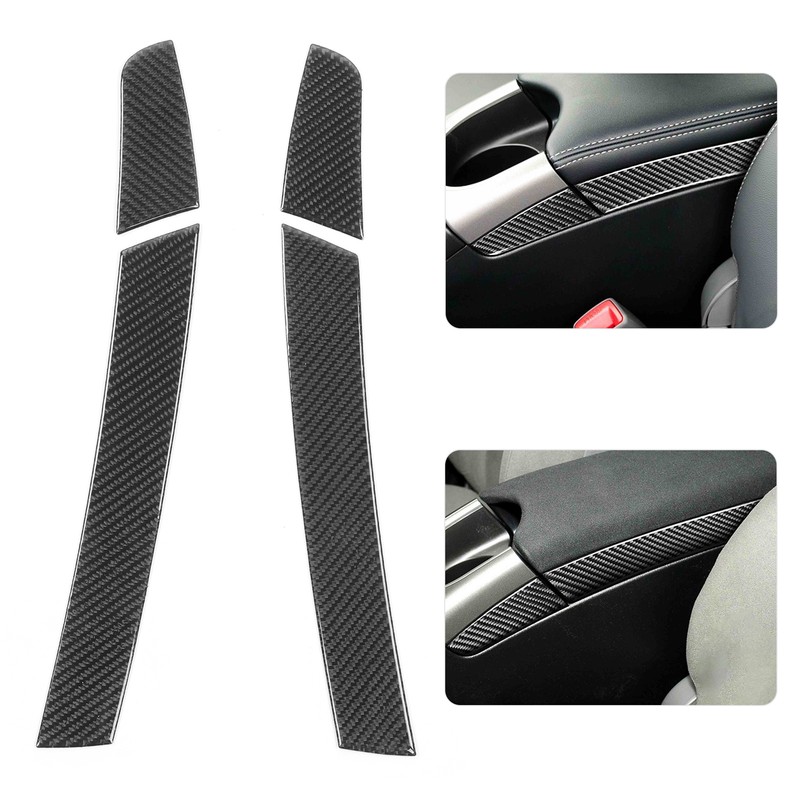 4Pcs Console Armrest Side Cover Carbon Fiber Trim Sticker Fit