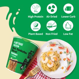 Hethstia High-Protein Ramen Pork Tonkotsu 6 Pack & Konjac Jelly Mango 10 Pouches, Plant-Based Instant Soup & Drinkable Jelly, Low Calorie, Keto, Vegan, Healthy Food Gift