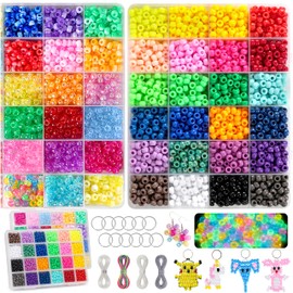 4300Pcs Pony Beads Kit for Bracelets Jewelry Making, 41 Colors Plastic 6×9mm Pony Beads Set Bulk, Friendship Beads for Keychains, Necklaces, DIY Crafts Gifts (100pcs Per Color)