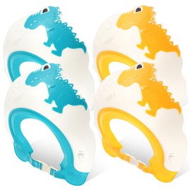 Kisangel 4Pcs Shower Caps Set Adjustable Hair Washing Shields for Comfortable Shampoo Hats with Fun Dinosaur Design for Bathing Hair Trimming