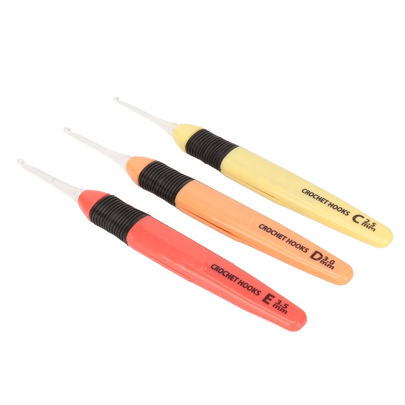 3 Pcs Lighted Crochet Hooks Set 2.5mm 3.0mm 3.5mm Lightweight
