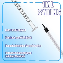 Gufastoe Gufastoe 100pcs 1ml Plastic Syringes with caps for Scientific Labs Experiment Refilling, Measuring Liquids, Watering, Feeding Pets, Oil or Glue