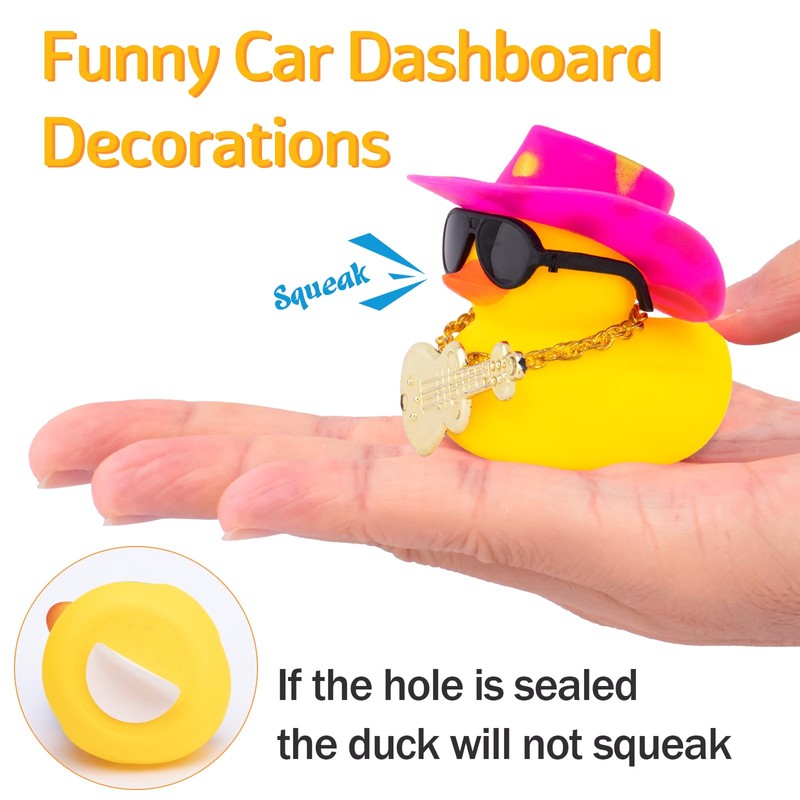 wonuu Car Dashboard Decor Guitar Rubber Duck, Car Ducks Ornaments
