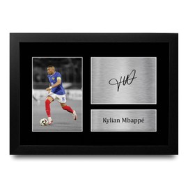 HWC Trading A4 FR Kylian Mbappe France Gifts Printed Autographs Picture for Fans and Supporters - A4 Framed