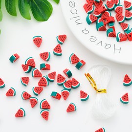 100pcs Watermelon Polymer Clay 10mm Spacer Beads for Women Jewelry Making DIY Bracelet Necklace Earring Kit (Watermelon)