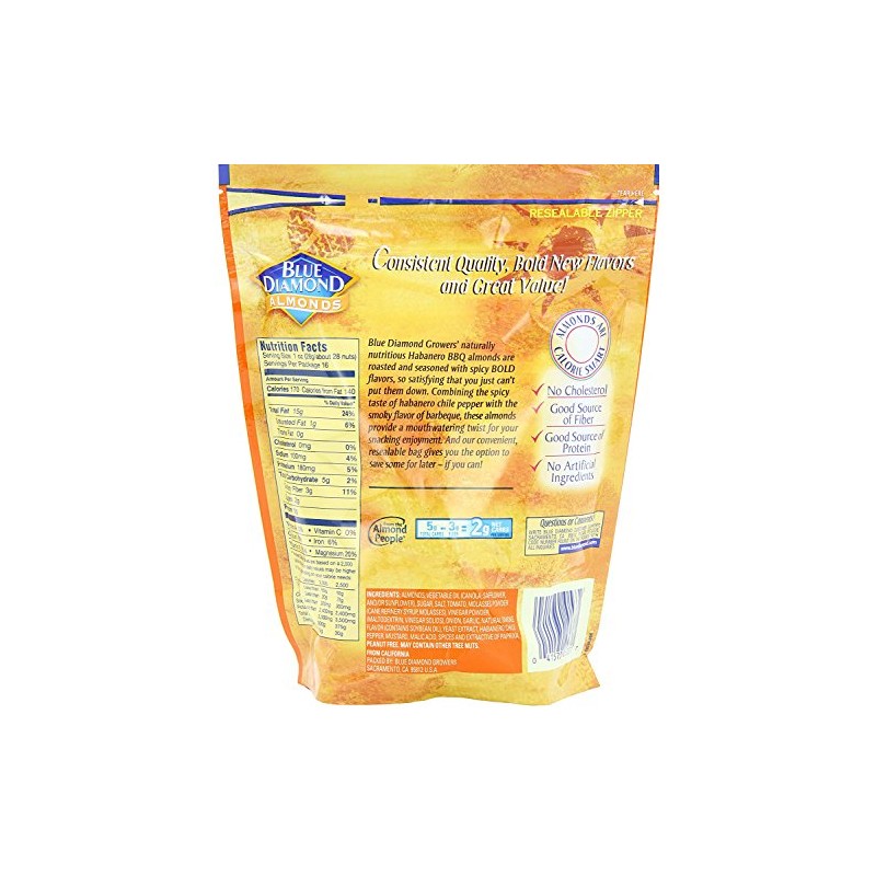 Blue Diamond Almonds Habanero BBQ Flavored Snack Nuts, 16 Ounce