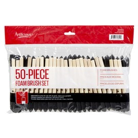 Artlicious Foam Brush Set - Pack of 50 Disposable, 1-inch Sponge Paint Brushes for Acrylic Painting, Staining, Varnishes & DIY Craft Projects - Art Supplies