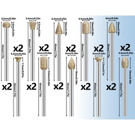 ZoeTekway 20 Piece Diamond Cutter Set with 1/8 Inch Shank, Diamond Cutter Grinding Pins, Burr Stone Carving Grinding, for Ceramic Stone Engraving, Compatible with Dremel Rotary Tool