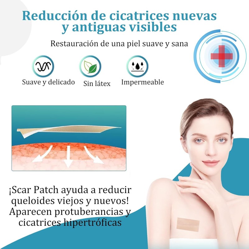 Parches de Silicona para Cicatrices, 2 Rollos Reutilizables e Impermeables