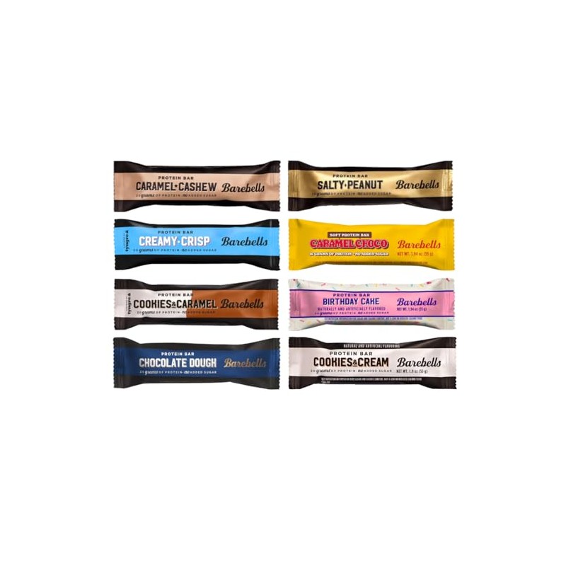 BarebeIIs-Protein Bars-Assorted Variety Pack Sampler, Protein Snacks with 20g of