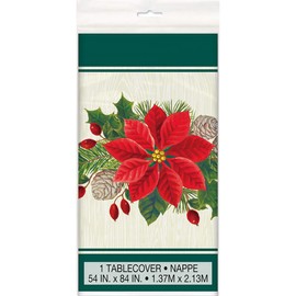 Unique Poinsettia Rectangular Plastic Table Cover | 54" x 84" | 1 Pc