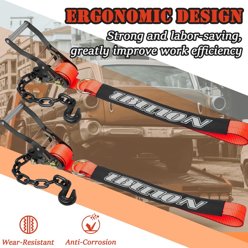 IBITION 4 Pack Car Tie Down Straps for Trailers with