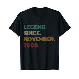 17 Years Old Legend Since November 2008 17th Birthday T-Shirt