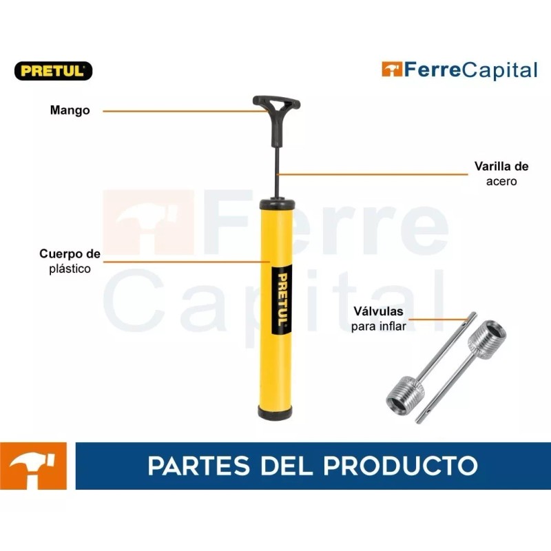 Pretul Bomba Manual Para Inflar Balones Pretul 21695 Color Amarillo